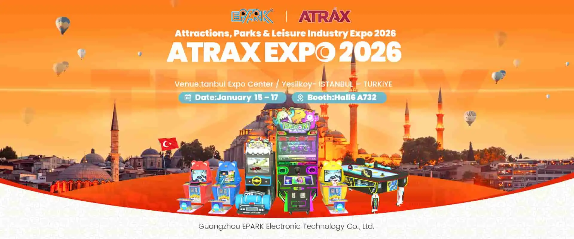 Ekspozisyon machin jwèt EPARK nan ATRAX Expo 2026